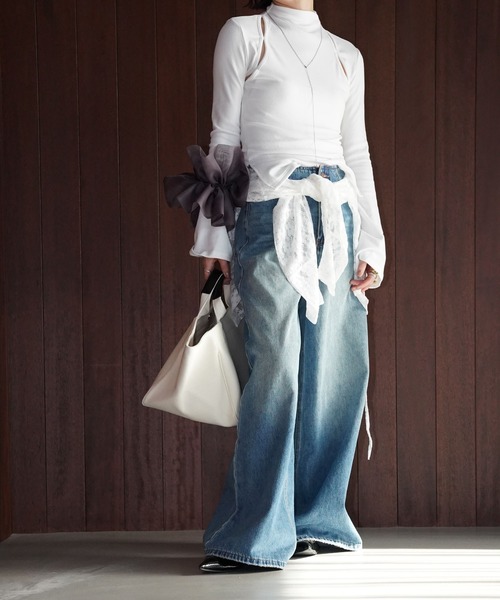 chuclla（チュクラ）の「カットアウト リブトップス chw26s038（Tシャツ/カットソー・レディース・ブラック/グレー/ホワイト・FREE）」の17枚目の写真