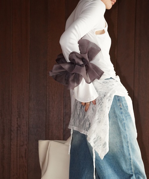 chuclla（チュクラ）の「カットアウト リブトップス chw26s038（Tシャツ/カットソー・レディース・ブラック/グレー/ホワイト・FREE）」の20枚目の写真