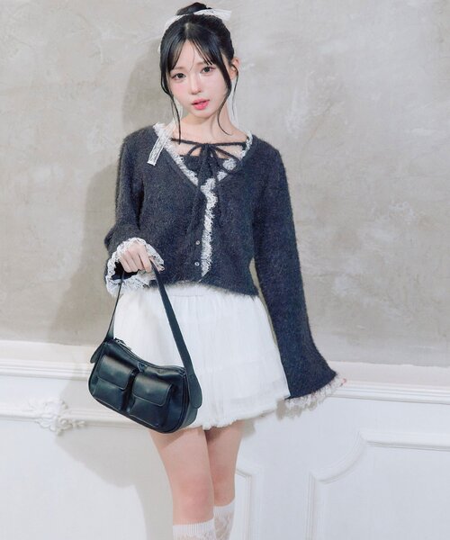 OLIVE des OLIVE(オリーブデオリーブ)の「spring color palette cardigan(カーディガン/ボレロ・レディース・イエロー/ピンク/オフホワイト/チャコールグレー/サックスブルー・FREE)」の12枚目の写真