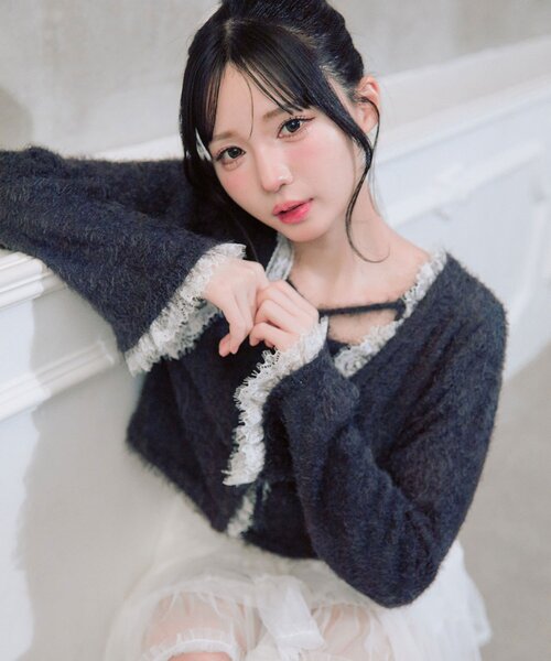 OLIVE des OLIVE(オリーブデオリーブ)の「spring color palette cardigan(カーディガン/ボレロ・レディース・イエロー/ピンク/オフホワイト/チャコールグレー/サックスブルー・FREE)」の11枚目の写真