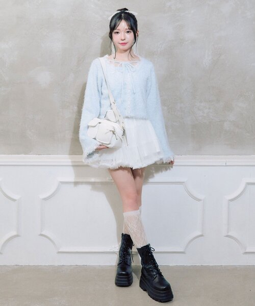 OLIVE des OLIVE(オリーブデオリーブ)の「spring color palette cardigan(カーディガン/ボレロ・レディース・イエロー/ピンク/オフホワイト/チャコールグレー/サックスブルー・FREE)」の22枚目の写真