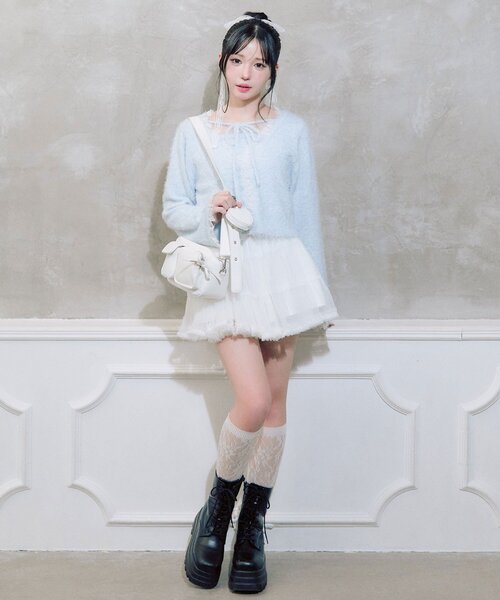 OLIVE des OLIVE(オリーブデオリーブ)の「spring color palette cardigan(カーディガン/ボレロ・レディース・イエロー/ピンク/オフホワイト/チャコールグレー/サックスブルー・FREE)」の21枚目の写真