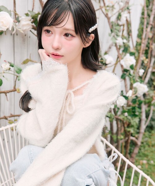 OLIVE des OLIVE（オリーブデオリーブ）の「spring color palette cardigan（カーディガン/ボレロ・レディース・イエロー/ピンク/オフホワイト/チャコールグレー/サックスブルー・FREE）」の15枚目の写真