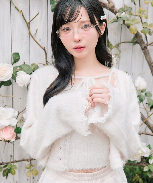 OLIVE des OLIVE（オリーブデオリーブ）の「spring color palette cardigan（カーディガン/ボレロ・レディース・イエロー/ピンク/オフホワイト/チャコールグレー/サックスブルー・FREE）」の18枚目の写真