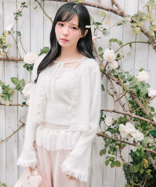 OLIVE des OLIVE（オリーブデオリーブ）の「spring color palette cardigan（カーディガン/ボレロ・レディース・イエロー/ピンク/オフホワイト/チャコールグレー/サックスブルー・FREE）」の19枚目の写真