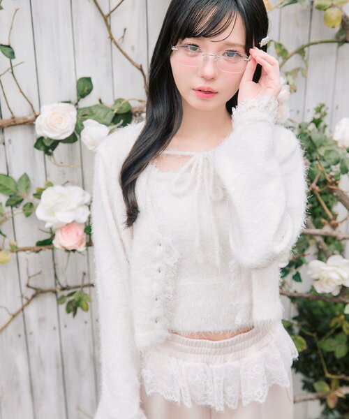 OLIVE des OLIVE（オリーブデオリーブ）の「spring color palette cardigan（カーディガン/ボレロ・レディース・イエロー/ピンク/オフホワイト/チャコールグレー/サックスブルー・FREE）」の20枚目の写真