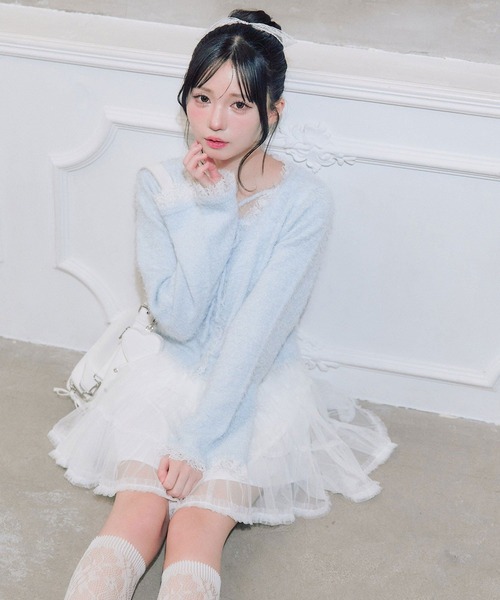 OLIVE des OLIVE(オリーブデオリーブ)の「spring color palette cardigan(カーディガン/ボレロ・レディース・イエロー/ピンク/オフホワイト/チャコールグレー/サックスブルー・FREE)」の4枚目の写真