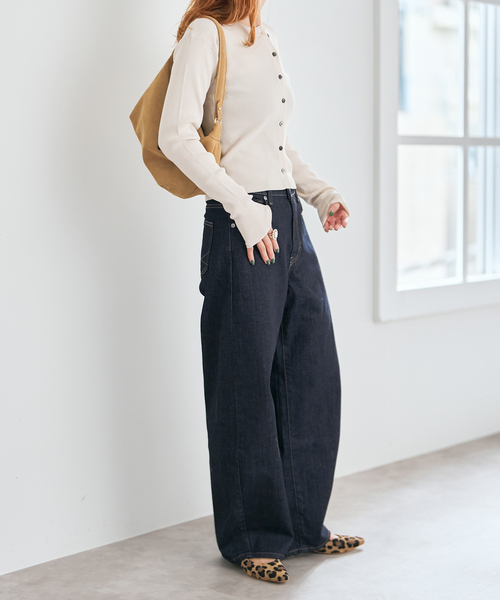 Spick & Span（スピックアンドスパン）の「《追加》SOMETHING / サムシング 別注 NEW HANA CURVE TAPERED*（デニムパンツ・レディース・サックスブルー/ネイビー・LARGE/MEDIUM/SMALL/X-SMALL）」の10枚目の写真