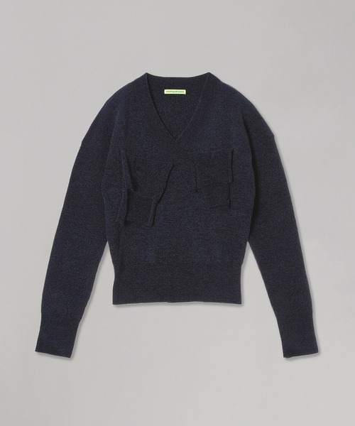 kotohayokozawa（コトハヨコザワ）の「kotohayokozawa T D V-NECK KNIT TOP KTX5A-KN02（ニット/セーター・レディース・イエロー/ネイビー・FREE）」の2枚目の写真