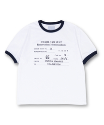 MUDSALT（マッドソルト）の「CHARLESTON リンガーTシャツ ホワイト（ネイビー）（Tシャツ/カットソー）」