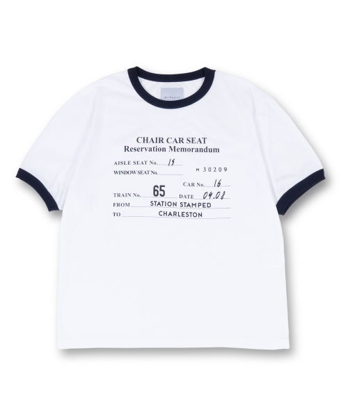 MUDSALT(マッドソルト)の「CHARLESTON リンガーTシャツ ホワイト(ネイビー)(Tシャツ/カットソー・レディース・その他・1/2/3)」の1枚目の写真