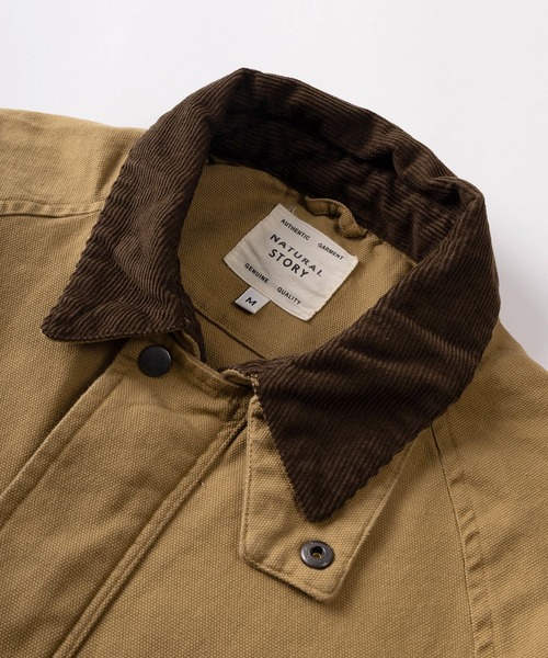 make a ray!（メイク ア レイ！）の「【71】襟コーデュロイ デニム ツイル ハンティングジャケット カバーオール（ブルゾン・メンズ・ベージュ/オフホワイト/カーキ/ブルー・XL/L/M）」の6枚目の写真