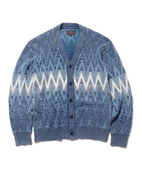 BEAMS PLUS（ビームスプラス）の「Cardigan Jacquard Indigo Yarn（カーディガン/ボレロ・メンズ・インディゴブルー・X-LARGE/LARGE/MEDIUM/SMALL）」の5枚目の写真