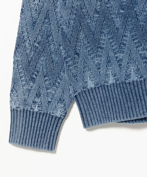 BEAMS PLUS（ビームスプラス）の「Cardigan Jacquard Indigo Yarn（カーディガン/ボレロ・メンズ・インディゴブルー・X-LARGE/LARGE/MEDIUM/SMALL）」の7枚目の写真