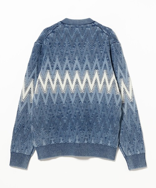 BEAMS PLUS（ビームスプラス）の「Cardigan Jacquard Indigo Yarn（カーディガン/ボレロ・メンズ・インディゴブルー・X-LARGE/LARGE/MEDIUM/SMALL）」の8枚目の写真