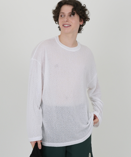 THE-ABON(エイボン)の「ビーチマリンリネンオーバーサイズロングスリーブシャツブラック(Tシャツ/カットソー・メンズ・ブラック・FREE)」の4枚目の写真