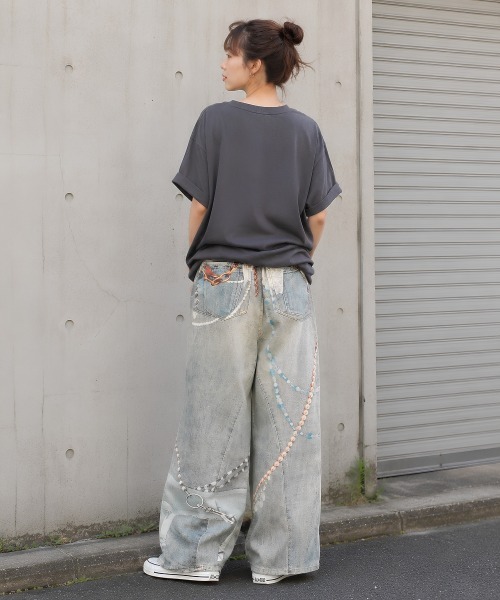 center i(センターアイ)の「プリントアクセデザインワイドデニムパンツ(デニムパンツ・レディース・ブルー・S/M)」の14枚目の写真