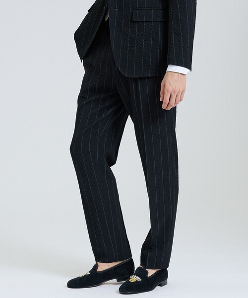 DESIGNWORKS（デザインワークス）の「【26S/S】ウールストレッチサッカーピンタックパンツ / セットアップ対応 / ストレッチ / 防シワ（スラックス・メンズ・ブラック/ネイビー・52/50/48/46/44）」の3枚目の写真