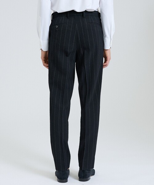 DESIGNWORKS（デザインワークス）の「【26S/S】ウールストレッチサッカーピンタックパンツ / セットアップ対応 / ストレッチ / 防シワ（スラックス・メンズ・ブラック/ネイビー・52/50/48/46/44）」の5枚目の写真