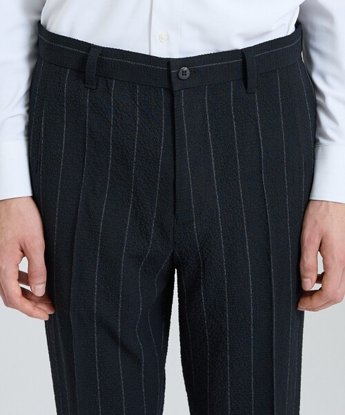DESIGNWORKS（デザインワークス）の「【26S/S】ウールストレッチサッカーピンタックパンツ / セットアップ対応 / ストレッチ / 防シワ（スラックス・メンズ・ブラック/ネイビー・52/50/48/46/44）」の8枚目の写真