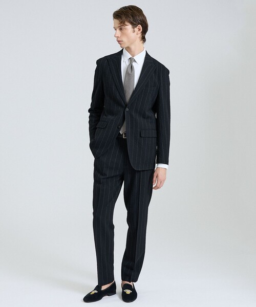 DESIGNWORKS（デザインワークス）の「【26S/S】ウールストレッチサッカーピンタックパンツ / セットアップ対応 / ストレッチ / 防シワ（スラックス・メンズ・ブラック/ネイビー・52/50/48/46/44）」の12枚目の写真