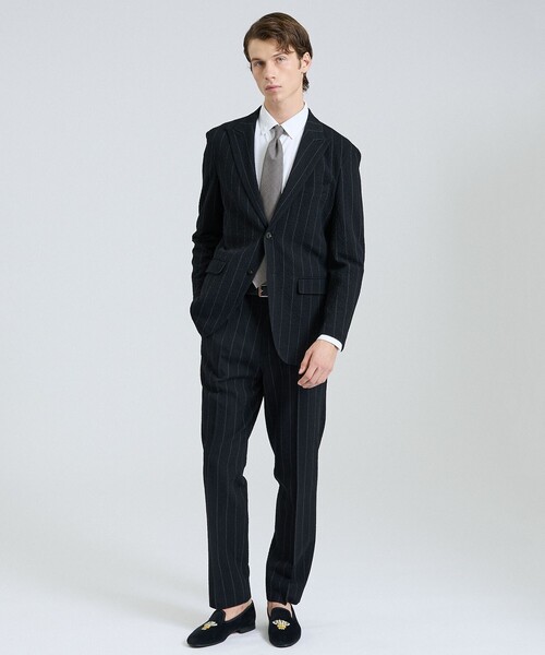 DESIGNWORKS（デザインワークス）の「【26S/S】ウールストレッチサッカーピンタックパンツ / セットアップ対応 / ストレッチ / 防シワ（スラックス・メンズ・ブラック/ネイビー・52/50/48/46/44）」の14枚目の写真