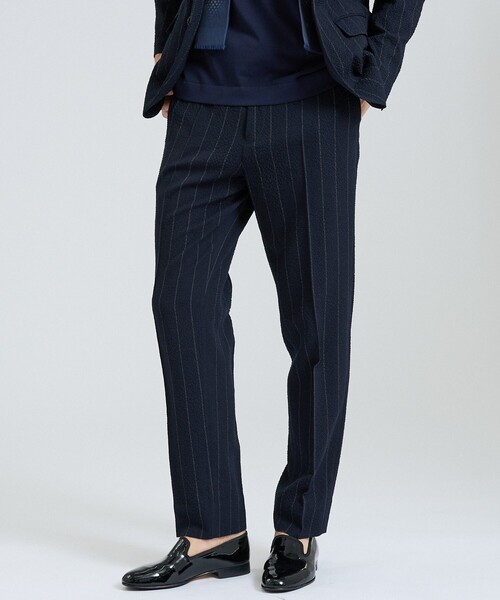 DESIGNWORKS（デザインワークス）の「【26S/S】ウールストレッチサッカーピンタックパンツ / セットアップ対応 / ストレッチ / 防シワ（スラックス・メンズ・ブラック/ネイビー・52/50/48/46/44）」の16枚目の写真