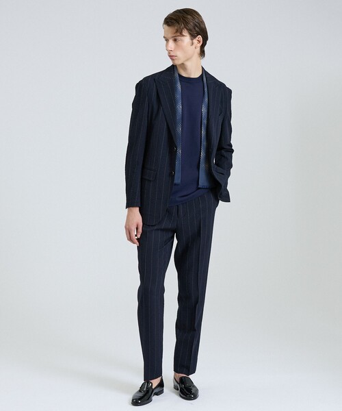 DESIGNWORKS（デザインワークス）の「【26S/S】ウールストレッチサッカーピンタックパンツ / セットアップ対応 / ストレッチ / 防シワ（スラックス・メンズ・ブラック/ネイビー・52/50/48/46/44）」の21枚目の写真