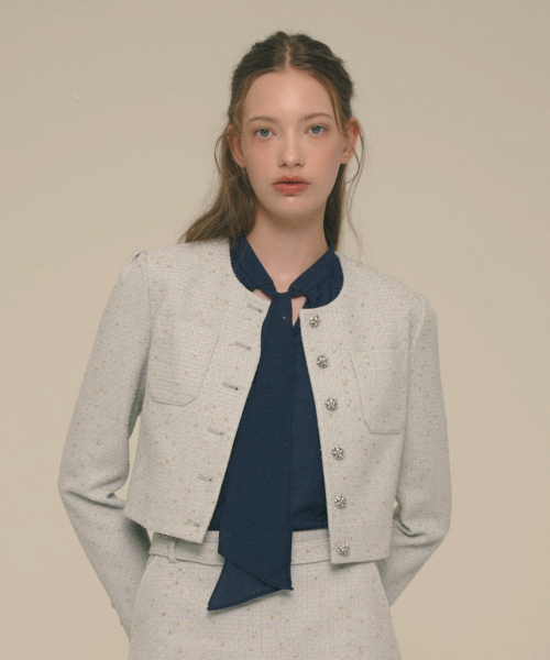 ICE GARDEN A.508(アイス ガーデン エイオーゴンパル)の「Crystal-Buttons Cropped Tweed Jacket_Quiet Gray(その他アウター・レディース・その他・S/M)」の6枚目の写真
