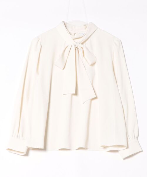 m.f.editorial(エムエフエディトリアル)の「【UVカット イージーケア】m.f.エディトリアル レディース リボンタイ 長袖 プルオーバー ブラウス(シャツ/ブラウス・レディース・ネイビー/アイボリー/サックスブルー・MEDIUM/LARGE)」の4枚目の写真