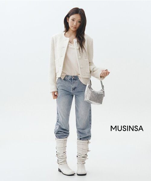 MUSINSA STANDARD WOMAN（ムシンサスタンダードウーマン）の「ウィメンズウールブレンドブークルトゥイードジャケット[クリーム]（テーラードジャケット・レディース・その他・SMALL/MEDIUM/LARGE/X-SMALL）」の14枚目の写真