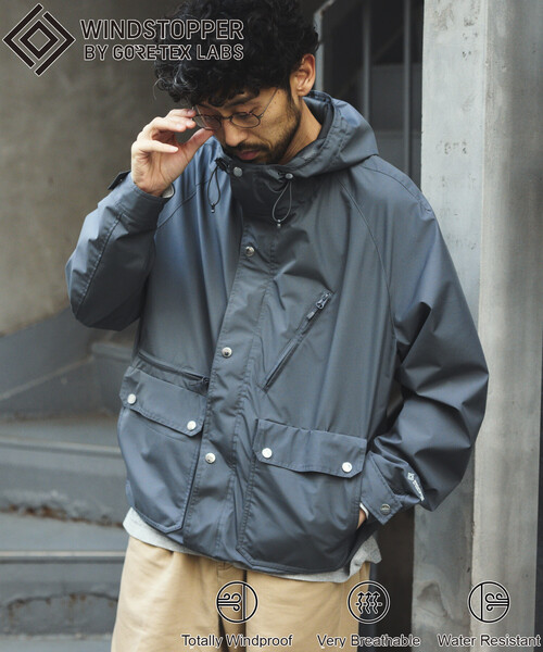 +phenix(プラスフェニックス)の「+phenix/プラスフェニックス 別注 GORE-TEX WINDSTOPPER SAFARI JACKET/ゴアテックス ウインドストッパー サファリジャケット/マウンテンパーカー(ブルゾン・メンズ・グレー/ネイビー/ブラック・MEDIUM/SMALL/LARGE)」の3枚目の写真