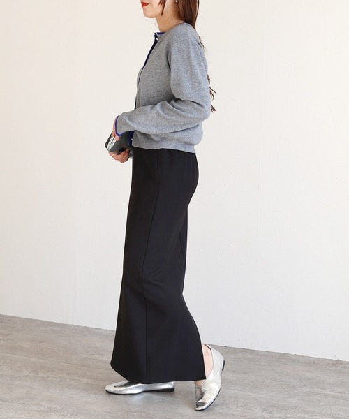 reca（レカ）の「レイヤード風配色ニットカーディガン（カーディガン/ボレロ・レディース・ベージュ/オフホワイト/グレー・FREE）」の6枚目の写真