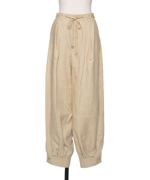 muller of yoshiokubo(ミュラーオブヨシオクボ)の「muller of yoshiokubo ミュラーオブヨシオクボ / TUCK STITCHED PANTS ステッチリネンタックパンツ / MLS26413(その他パンツ・レディース・ベージュ/ブラック・38/36)」の3枚目の写真
