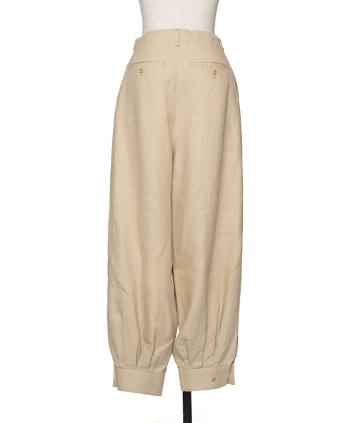muller of yoshiokubo(ミュラーオブヨシオクボ)の「muller of yoshiokubo ミュラーオブヨシオクボ / TUCK STITCHED PANTS ステッチリネンタックパンツ / MLS26413(その他パンツ・レディース・ベージュ/ブラック・38/36)」の4枚目の写真