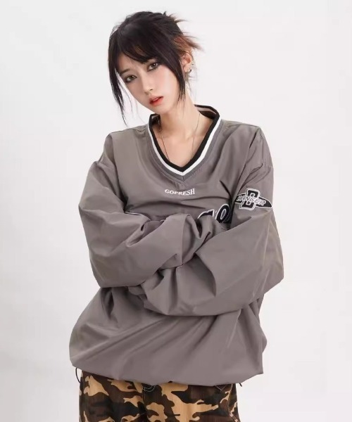 Ritzy(リッツィー)の「ベースボールスタイル オーバーサイズTシャツ(Tシャツ/カットソー・レディース・ブルー/グレー/イエロー・L/M)」の1枚目の写真