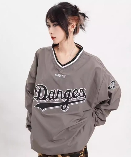 Ritzy(リッツィー)の「ベースボールスタイル オーバーサイズTシャツ(Tシャツ/カットソー・レディース・ブルー/グレー/イエロー・L/M)」の5枚目の写真