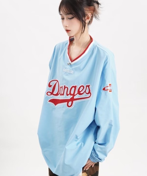 Ritzy(リッツィー)の「ベースボールスタイル オーバーサイズTシャツ(Tシャツ/カットソー・レディース・ブルー/グレー/イエロー・L/M)」の13枚目の写真