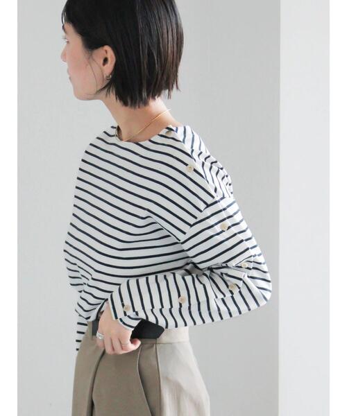 Te chichi(テチチ)の「ショルダー釦ボーダーカットソー《2026 spring catalog item》(Tシャツ/カットソー・レディース・ネイビー/ミント/ピンク/ブルー・F)」の3枚目の写真