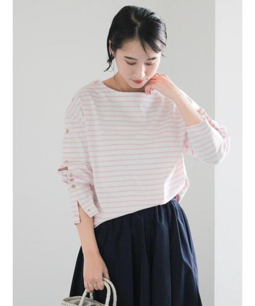 Te chichi(テチチ)の「ショルダー釦ボーダーカットソー《2026 spring catalog item》(Tシャツ/カットソー・レディース・ネイビー/ミント/ピンク/ブルー・F)」の4枚目の写真