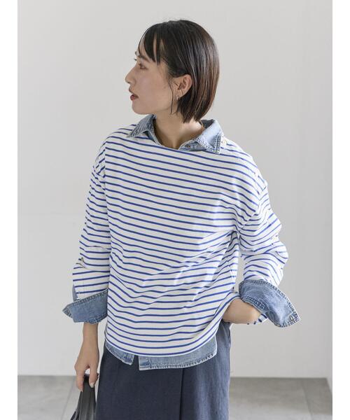 Te chichi(テチチ)の「ショルダー釦ボーダーカットソー《2026 spring catalog item》(Tシャツ/カットソー・レディース・ネイビー/ミント/ピンク/ブルー・F)」の1枚目の写真