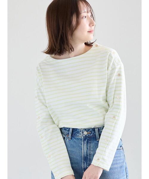 Te chichi(テチチ)の「ショルダー釦ボーダーカットソー《2026 spring catalog item》(Tシャツ/カットソー・レディース・ネイビー/ミント/ピンク/ブルー・F)」の2枚目の写真