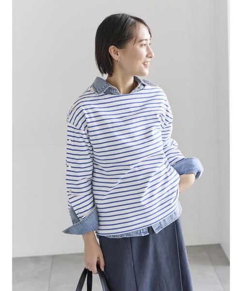 Te chichi(テチチ)の「ショルダー釦ボーダーカットソー《2026 spring catalog item》(Tシャツ/カットソー・レディース・ネイビー/ミント/ピンク/ブルー・F)」の11枚目の写真