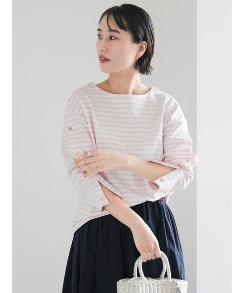 Te chichi(テチチ)の「ショルダー釦ボーダーカットソー《2026 spring catalog item》(Tシャツ/カットソー・レディース・ネイビー/ミント/ピンク/ブルー・F)」の15枚目の写真