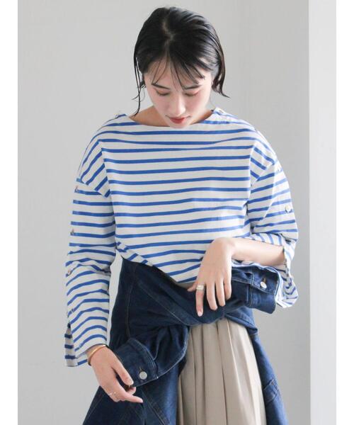 Te chichi(テチチ)の「ショルダー釦ボーダーカットソー《2026 spring catalog item》(Tシャツ/カットソー・レディース・ネイビー/ミント/ピンク/ブルー・F)」の21枚目の写真