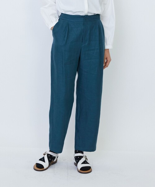 LOISIR(ロワズィール)の「リネンツイルアジャスター付きテーパードパンツ(その他パンツ・レディース・グリーン/ベージュ・36/38/40)」の2枚目の写真