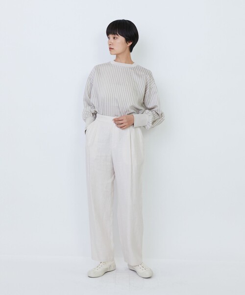 LOISIR(ロワズィール)の「リネンツイルアジャスター付きテーパードパンツ(その他パンツ・レディース・グリーン/ベージュ・36/38/40)」の5枚目の写真