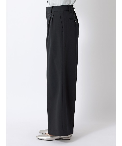 SUIT SQUARE（スーツスクエア）の「ワイドパンツ ウォッシャブル 2WAYストレッチ UVカット 消臭 ポリエステルツイル 無地（スラックス・レディース・ネイビー/ブラック・42(13号)/40(11号)/38(9号)/36(7号)）」の6枚目の写真