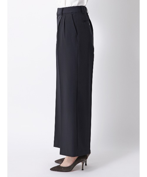 SUIT SQUARE（スーツスクエア）の「ワイドパンツ ウォッシャブル 2WAYストレッチ UVカット 消臭 ポリエステルツイル 無地（スラックス・レディース・ネイビー/ブラック・42(13号)/40(11号)/38(9号)/36(7号)）」の14枚目の写真