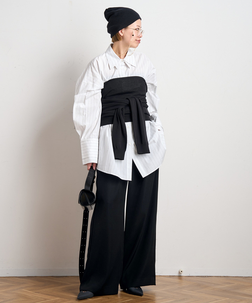 PROVOKE (プロヴォーク)の「【PROVOKE/プロヴォーク】2WAY boatneck pullover(ニット/セーター・レディース・ブラック/ベージュ・FREE)」の11枚目の写真